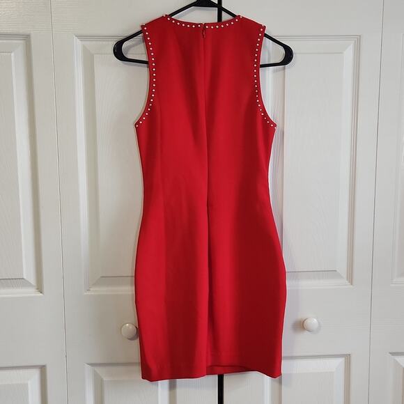 Likely Women's Red Studded Sleeveless Manhattan Bodycon Mini Dress Size 2 - Picture 3 of 11